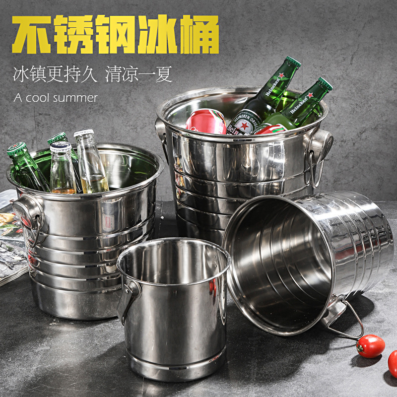 Camping Stainless Steel Ice Bucket Ktv Handle Ice Bucket Champagne Cooler Beer Wine Bucket Ice Preservation Tool Camping Stainless Steel Ice Bucket Ktv Handle Ice Bucket Champagne Cooler Beer Wine Bucket Ice Preservation Tool