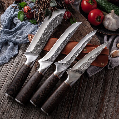Forged hammer-pattern steel head butchering knife boning knife for slicing meat, skinning, slaughtering pigs and sheep, stainless carbon steel small pointed knife