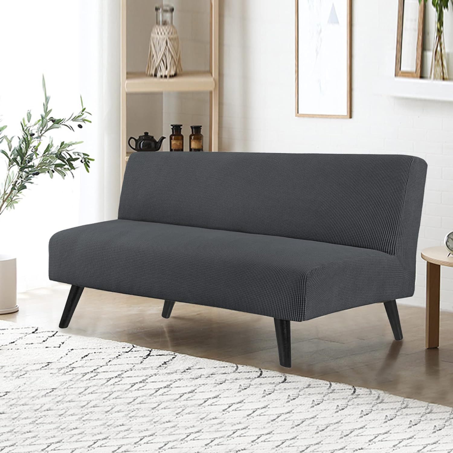 Impermeable no apoyabrazos sofá cubierta elástica todo incluido plegable sofá cama cubierta anti-gato rasguño mascota sofá cojín sofá cubierta