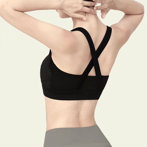 Zip-fastened sports bra with side panels for breast support, shock-absorbing, one-piece high-intensity back brace