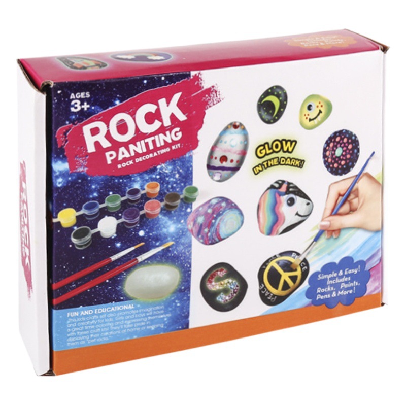 Transfronterizo exclusivo pintado piedra natural piedra luminosa hecha a mano bricolaje pintado a mano graffiti pintura creativa juguete regalo traje