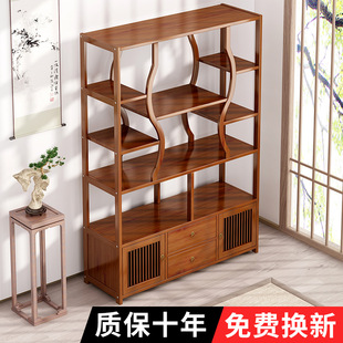 Bogu Rack Solid Wood New Chinese Style Duobao Pavilion Tea Rack Storage Rack Decoration Display Cabinet Partition Tea Room Modern Simple