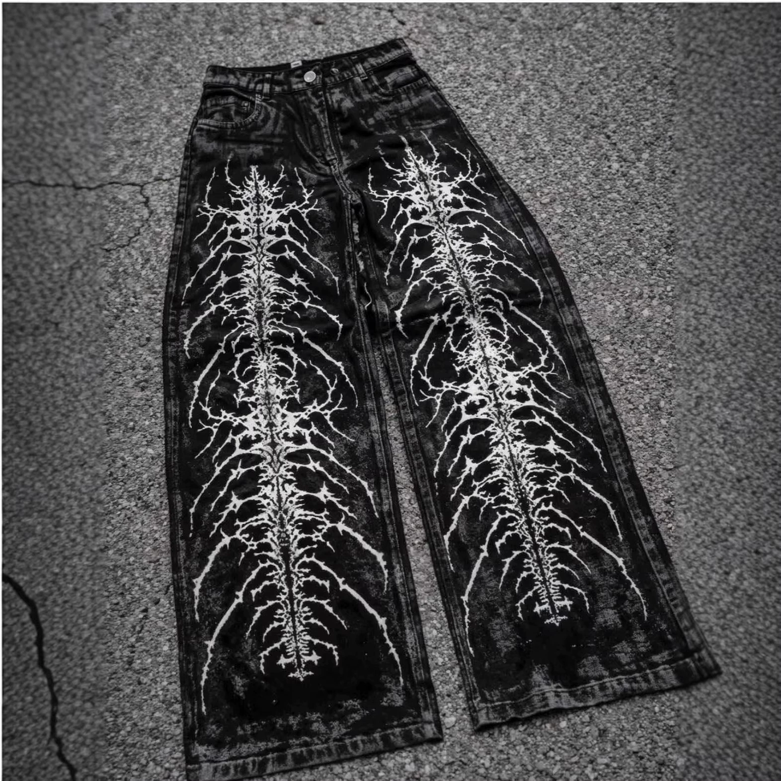 Джинсы свободного прямого кроя, модный принт, размеры S–5XL