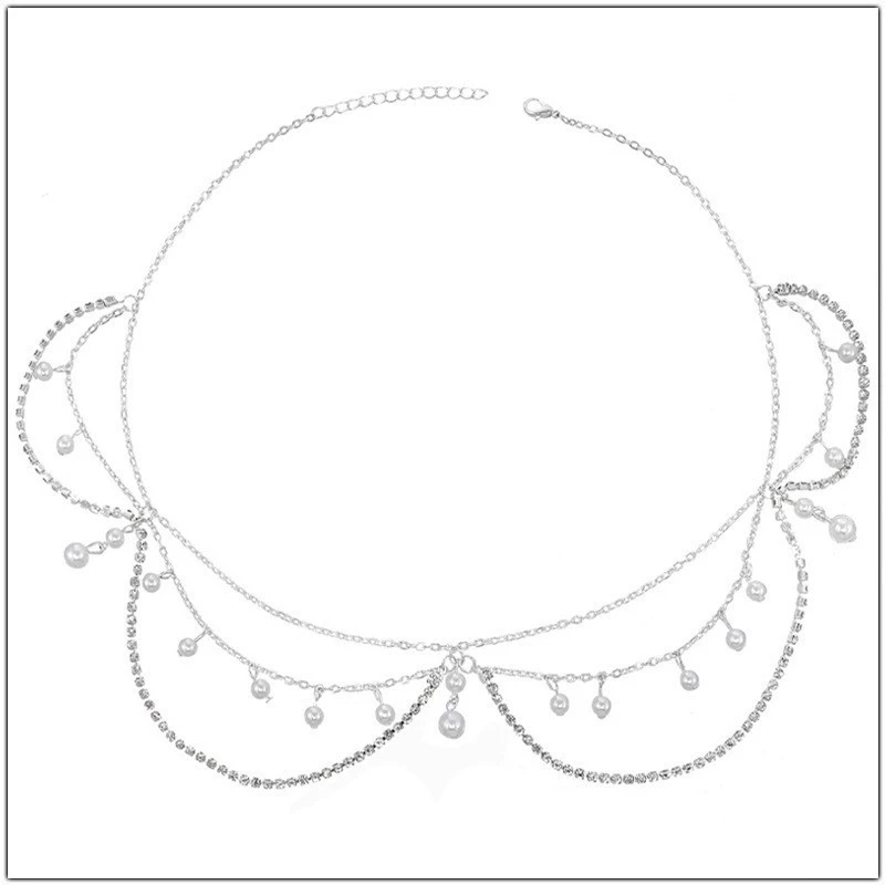 Headband European-style Bridal Hair Accessory, Pearl Chain Accent, White