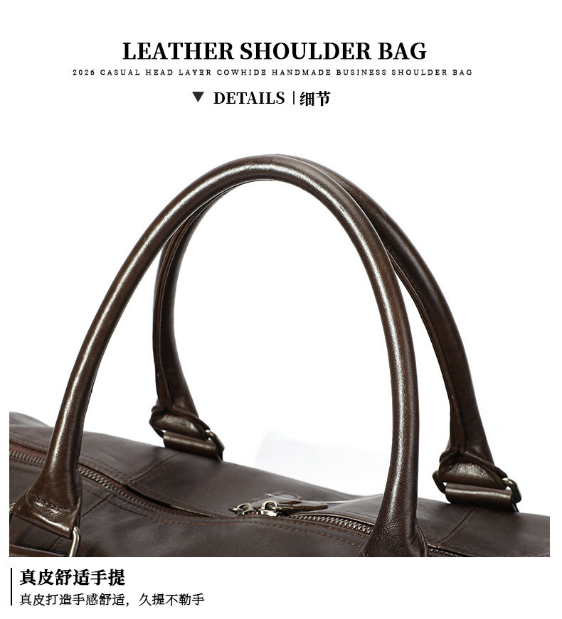 Túi du lịch nam da bò thật Marunte dung tích lớn 47×24×25 cm, dây đeo vai điều chỉnh, cầm tay và đeo chéo — 4801 nâu, Màu cà phê, Màu xám đen chi tiết 22