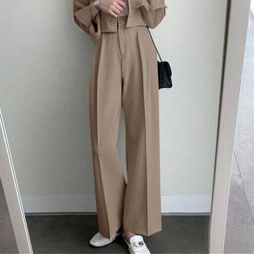 Straight Leg Wide Leg Pants with Drape, Korean Style Slimming Blazer-Like Pants, Multiple Colors, Loose Women's Long Pants