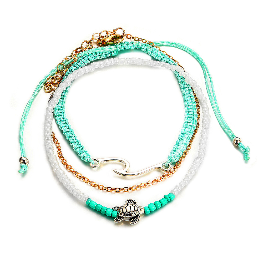 Retro Waves Alloy Knitting Anklet