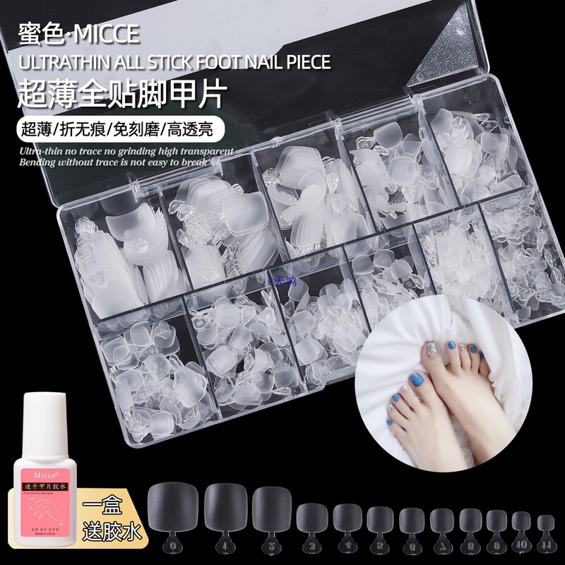 Manicure and Toenail Patches, Nail Patches, Nail Salon Foot Traceless Extension, No Engraving and Grinding, Short Fake Nail Patches