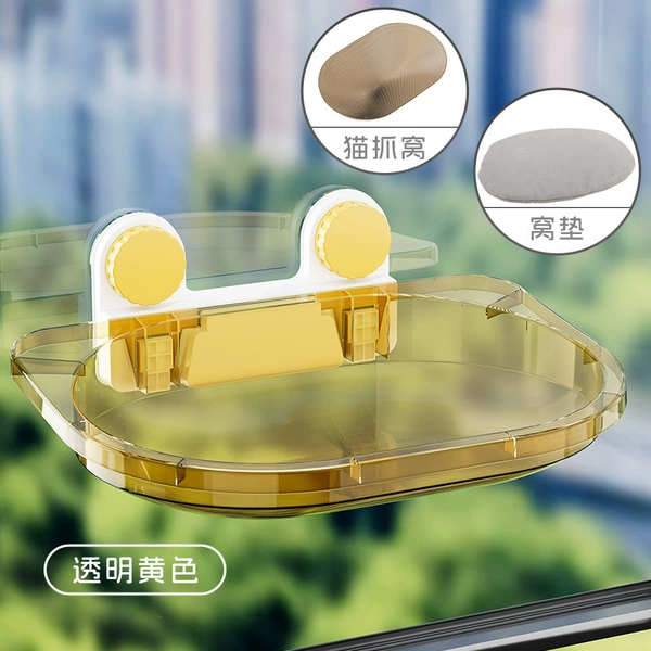 With cat scratching post + cat pad - transparent yellow