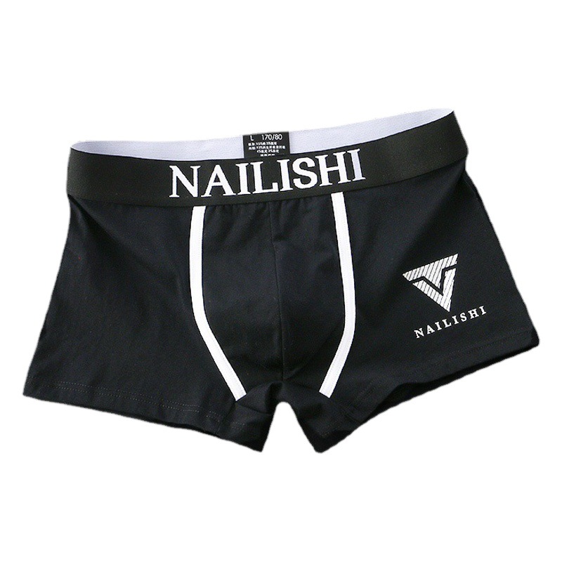 Ropa interior de los hombres populares de algodón puro transpirable jóvenes Boxer shorts letras de moda Mediados de cintura Boxer shorts Boxer personalidad