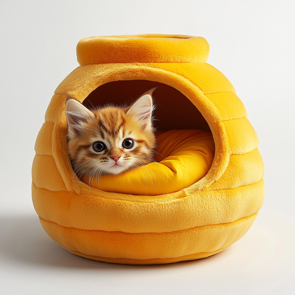 Bee jar gato nido productos de mascotas transfronterizos desmontables y lavables invierno nido redondo felino grueso y calentado medio rodeado