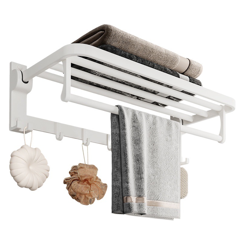 Baño toallero plegable toallero blanco nórdico ponche-libre baño colgante espacio de aluminio baño hardware