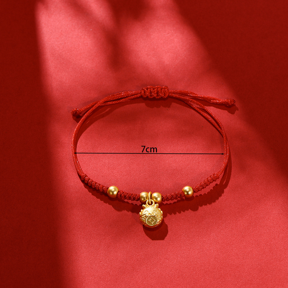 2024 dragón año rojo pulsera tejida oro suerte Zodiaco dragón nacimiento año nuevo chino pequeño regalo pulsera cuerda