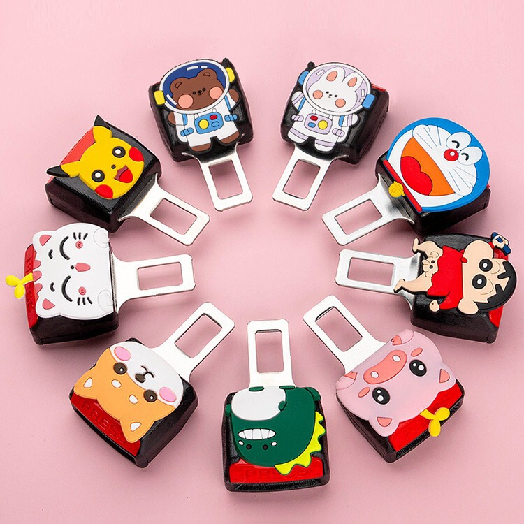 Security Insert with Buckle Cute Cartoon Car Silent Buckle Alloy Pvc Seat Belt Insert Car Supplies Interior