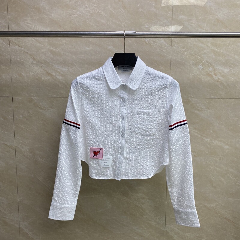 Tb Factory Direct Sales Summer Chinese Valentine's Day Limited New Bubble Sand Exposed Navel Short Shirt Women's Casual Shirt