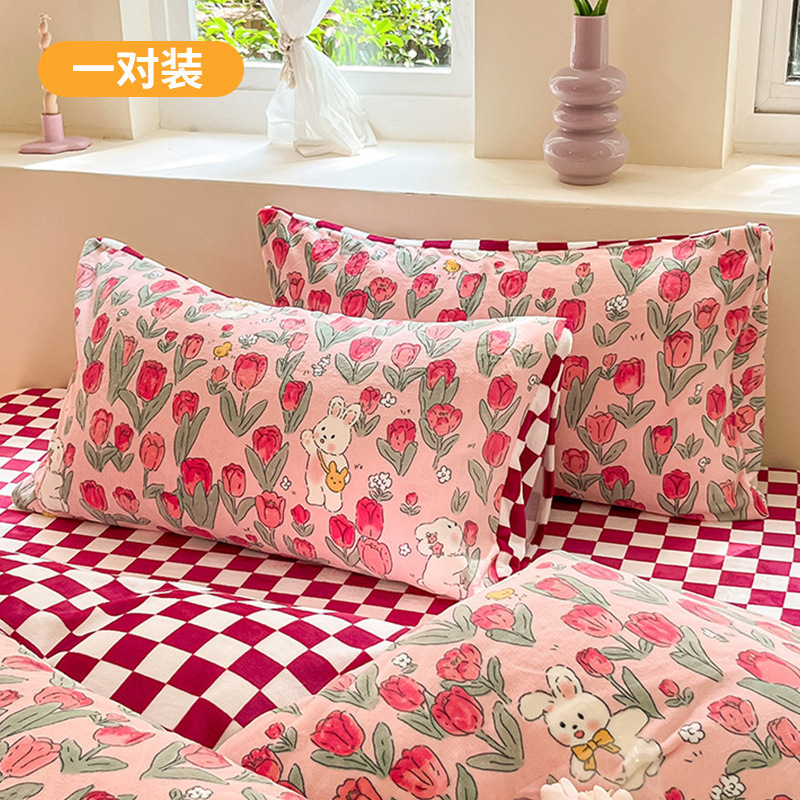 Funda de almohada de terciopelo de leche de invierno, un par de fundas de almohada de terciopelo de coral grueso, una sola funda de revestimiento de núcleo de almohada para niños 48x74 2