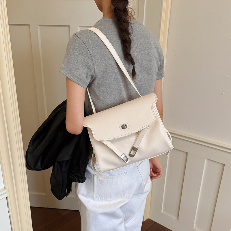 Carefully Selected Retro Simple Soft Pu Shoulder Bag, Light Luxury Korean Style Large Capacity Kelly Crossbody Bag with Lock Decoration Messenger Bag