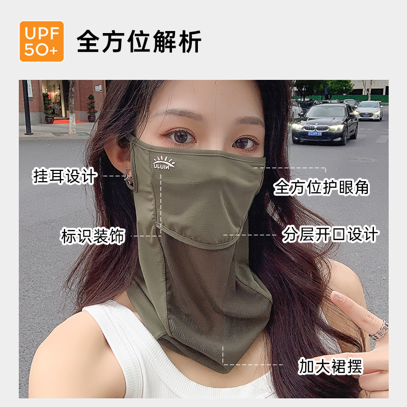 Summer New Camouflage Military Retro Neck Protection Sunshade Anti-Uv Mask Breathable One-Piece Ice Silk Sunscreen Mask