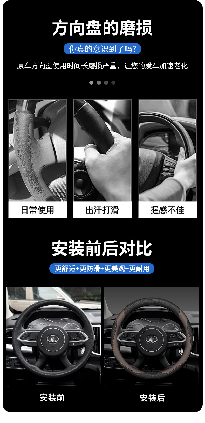 Great Wall Great Wall Cannon King Kong Cannon Windrunner 5/6/7 Pickup Steering Wheel Cover Leather Handlebar Cover Commercial Black Bullet Off-Road Version