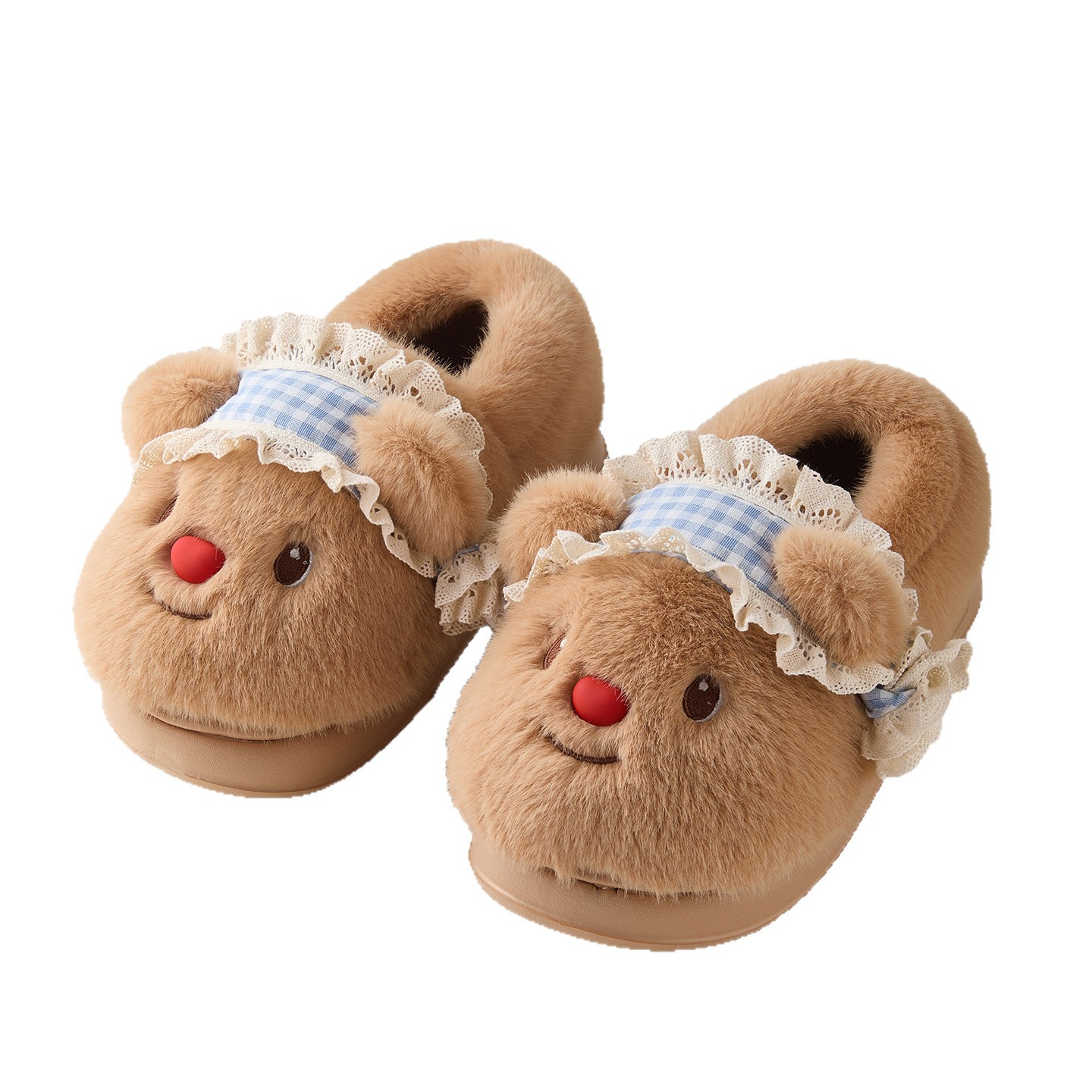Zapatillas de algodón de oso para mujeres otoño y invierno nuevos interiores hogares de pelusa de fondo grueso calentamiento de algodón zapatillas de algodón damas al por mayor