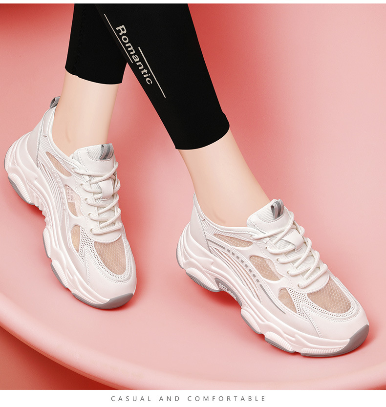 Giày sneaker nữ lưới thoáng khí đế dày phong cách thể thao mùa hè — 1946 trắng xám, 1946 trái cây xanh chi tiết 6