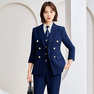 黑色西装套装女春秋售楼部销售工作服酒店经理职业装正装西服外套