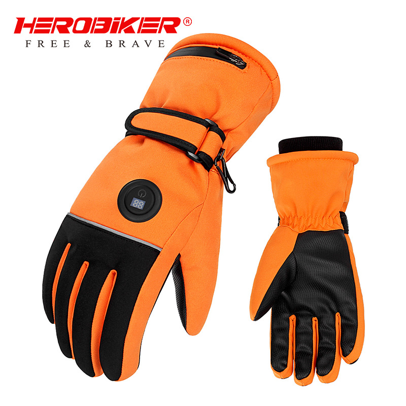 Guantes de calefacción pantalla táctil invierno ciclismo frío resistente USB guantes de terciopelo de doble cara guantes de esquí inteligente impermeable