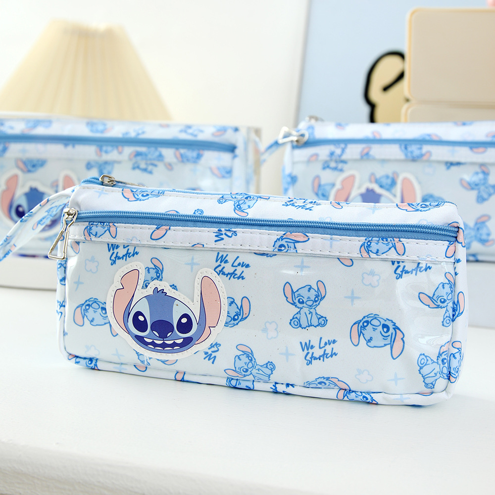 Bolsa de lápiz azul azul de dibujos animados bolsas de papelería impresa multicapa de gran capacidad para engrosar la papelería de la fiesta estudiantil al por mayor