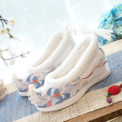 嬌媚 鳳仙 波瀾 2021新款高跟漢服鞋古風繡花鞋加棉古裝翹頭弓鞋