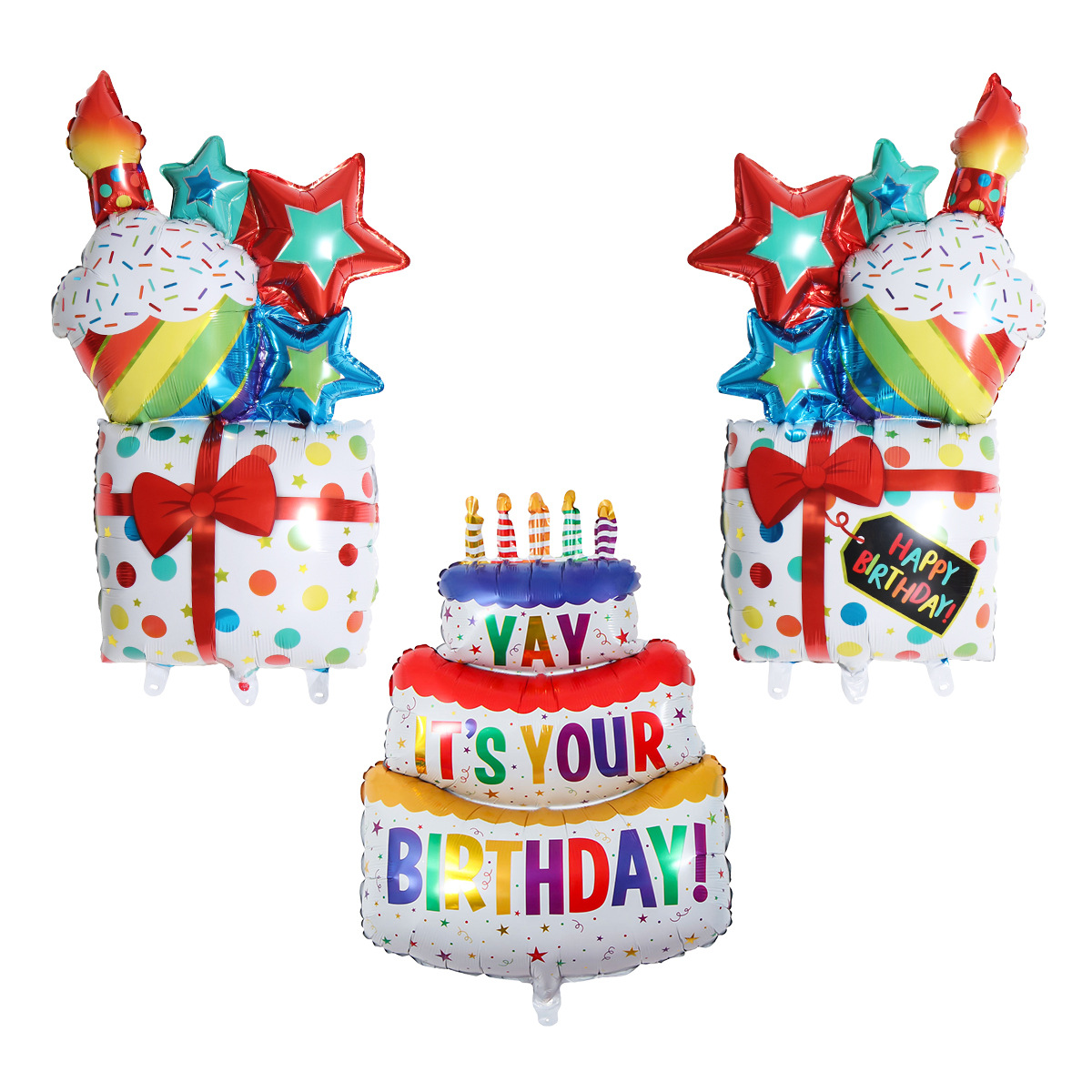 Pastel de globo de cumpleaños decoración transfronteriza fiesta de cumpleaños infantil colorido película de aluminio globo de pastel de cumpleaños