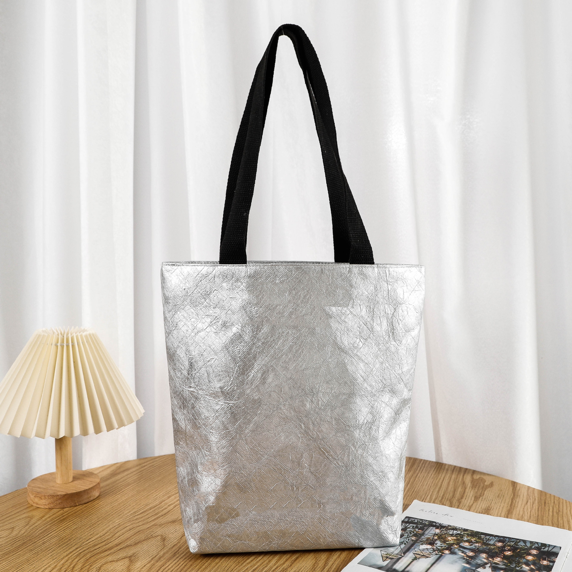 杜邦纸袋制定印logo水洗揉文杜邦单肩包复古防水拉链托特包