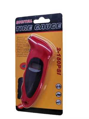 Tire Pressure Meter Digital Display: Air pressure gauge/tire pressure gauge - red-plug-in-card-with-battery