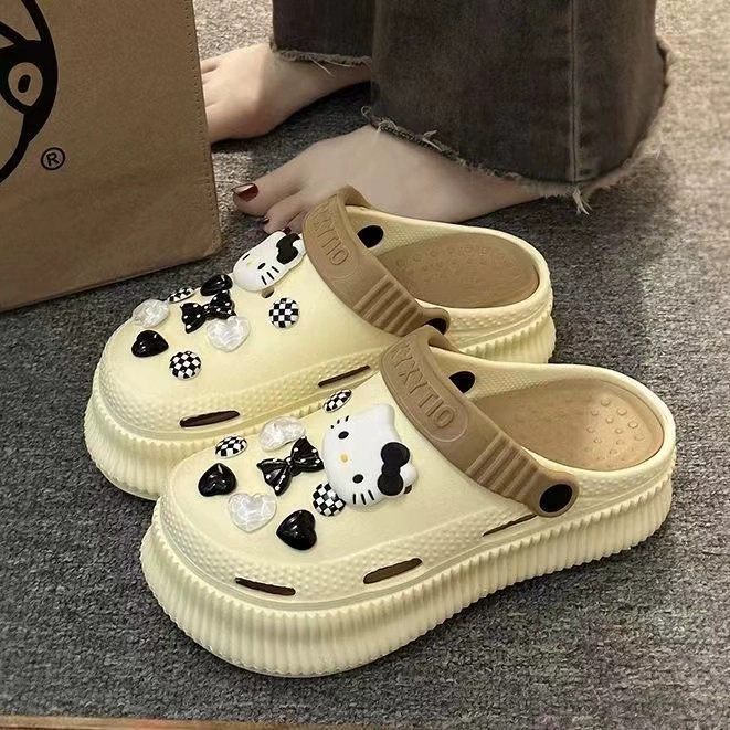 Сандалии Hello Kitty летние дышащие нескользящие пляжные тапочки, дорожные шлепанцы, легкие
