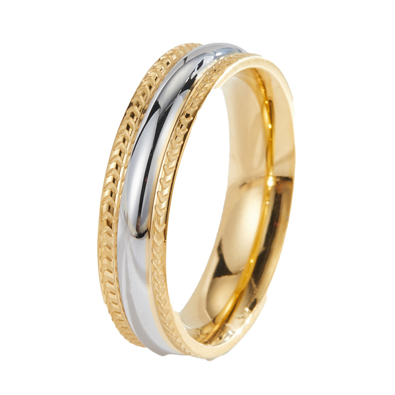 Titanium Steel 18K Gold Plated Simple Style Plating Color Block Titanium Steel Rings display picture 3