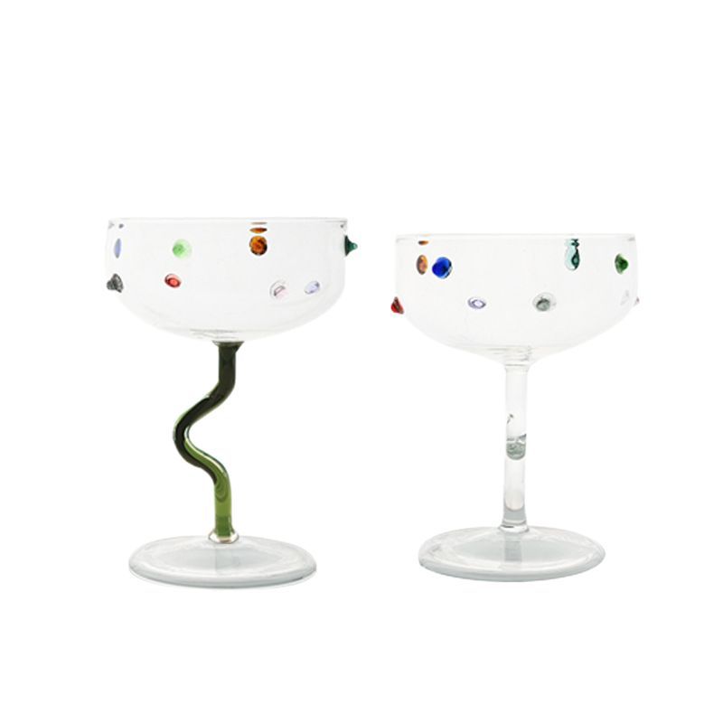 Alta sensación de vidrio de granja de azúcar de color taza de cóctel de vino creativo taza de alto silicio de alto valor de color taza de alto pie