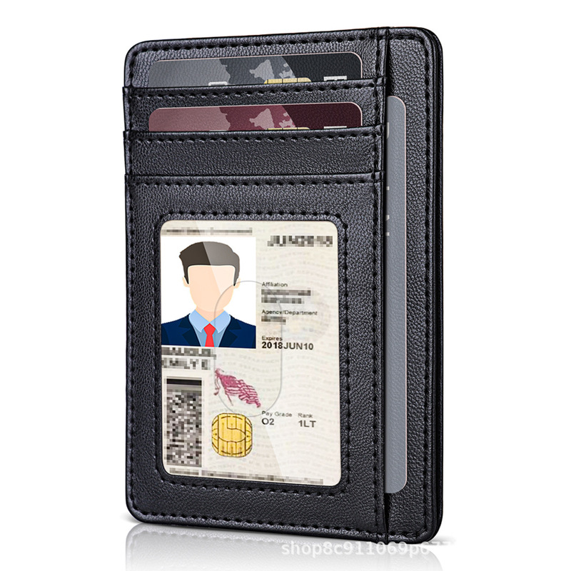Men's Ultra-Thin Rfid Anti-Magnetic Card Holder with Cash Slot, High-End Pu Coin Purse, Simple Multi-Card Slot Card Holder