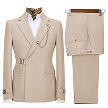 2026年亚马逊外贸商务休闲西服男两件套套装新郎婚礼宴会礼服西装