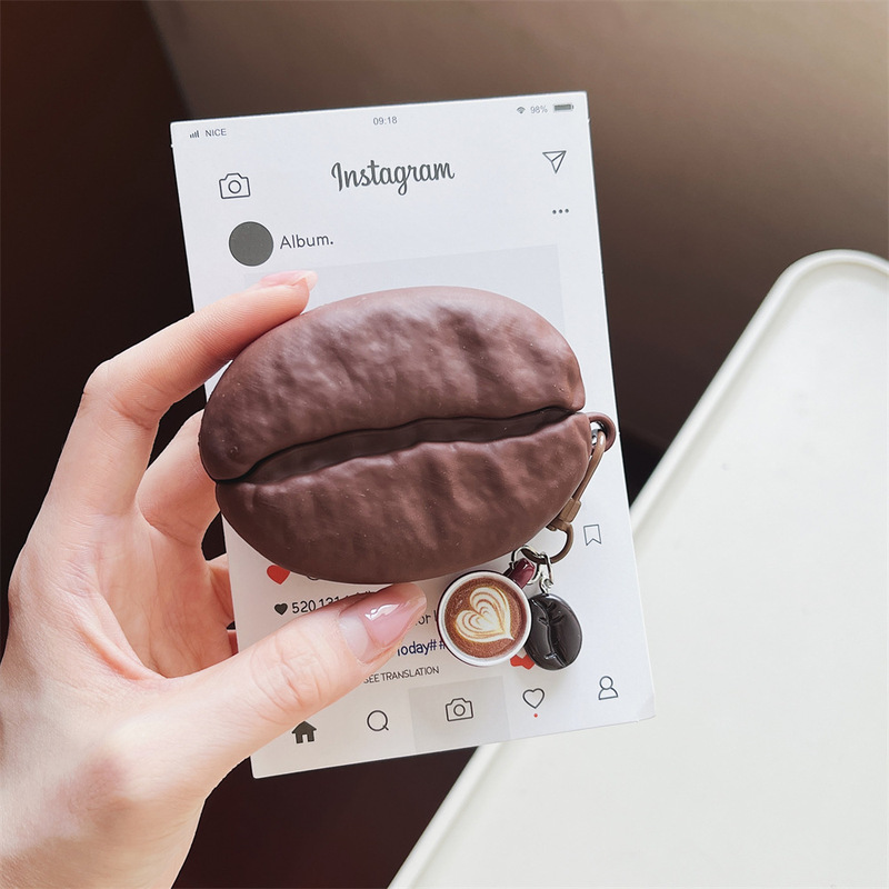 Ins Creative Coffee Bean Design Protective Case for AirPods Pro3, 4Th Generation, Pro2, and Apple Bluetooth Earphones