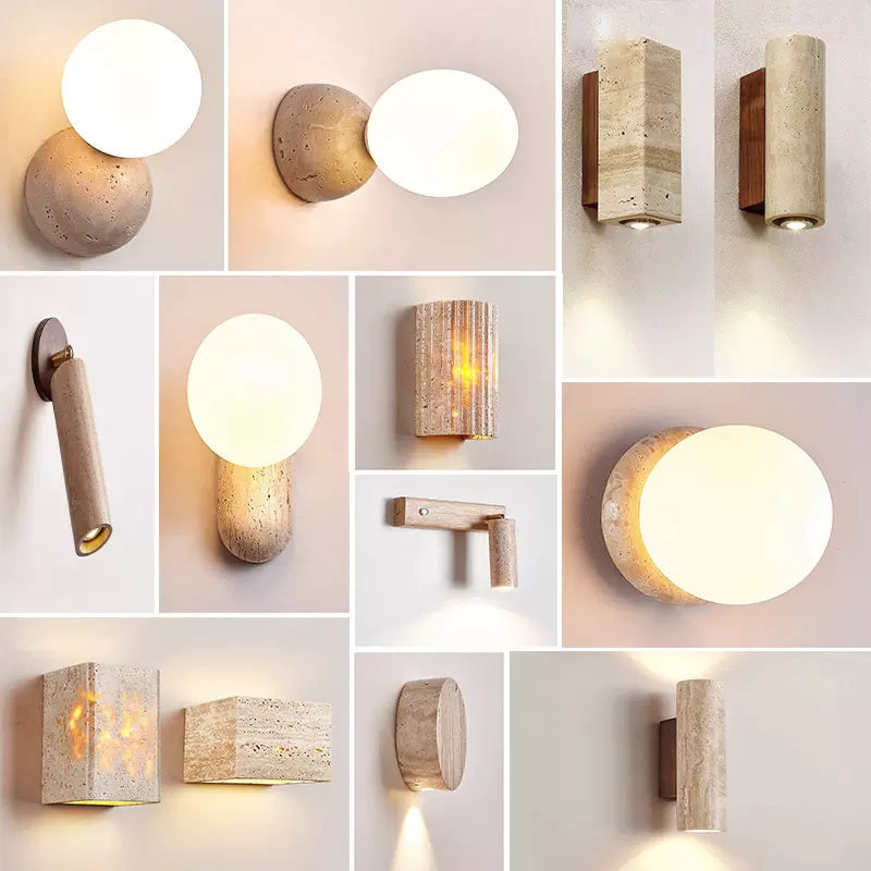 黄洞石壁灯户外防水复古卧室床头墙灯酒店吧灯侘寂风过道走廊灯