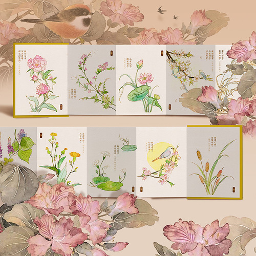 Elegant Pocket Art: Chinese-style Watercolor Coloring Set – Includes a Coloring Watercolor Outline Book and a Complete Set of Feile Bird Watercolor Paints