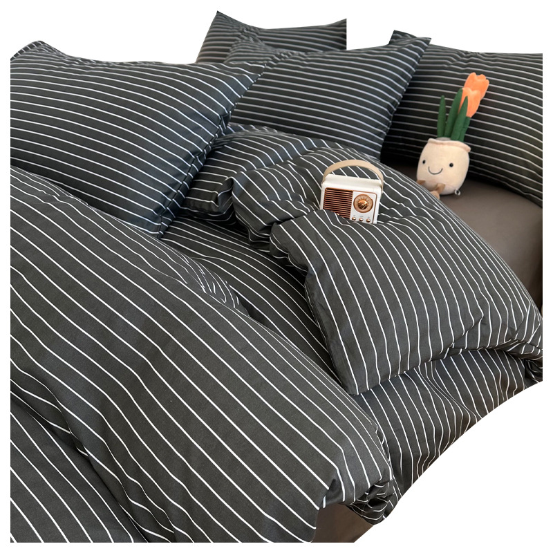 Nordico Francese Minimalista Retro Stile Nordico Puro Cotone Quattro pezzi 2026 Nuovo Modello Copripiumino Tutto Cotone Per Letto Singolo Ragazzi Dormitorio Tre pezzi_voghion.com