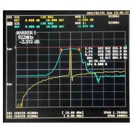 1个 图片色 金属 专用SAW带通滤波器 GSM900 ，25MHz带宽，SMA接