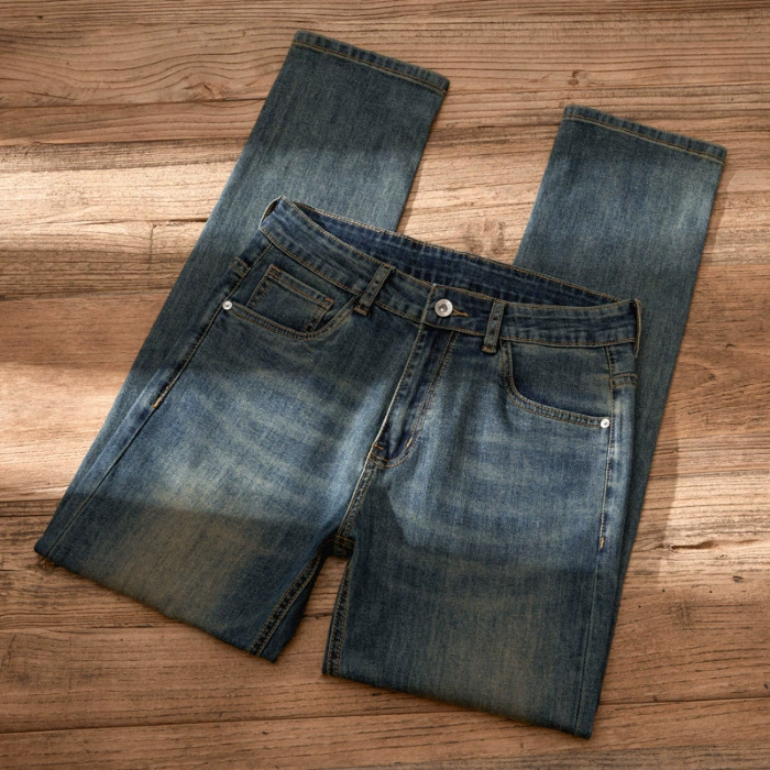 Ретро‑стиль эластичные джинсы из денима, коллекция 2023, slim fit, свободный прямой крой