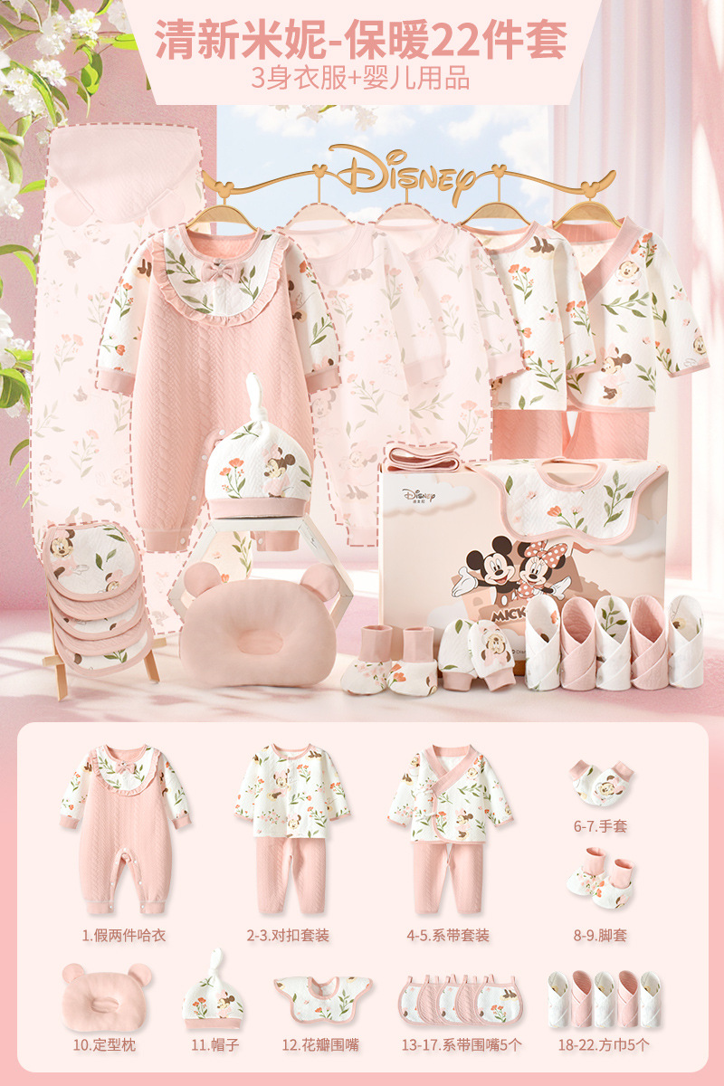ディズニー ベビーギフトボックス 新生児服 純綿セット 新生児 女の子 満月祝いギフト 高級