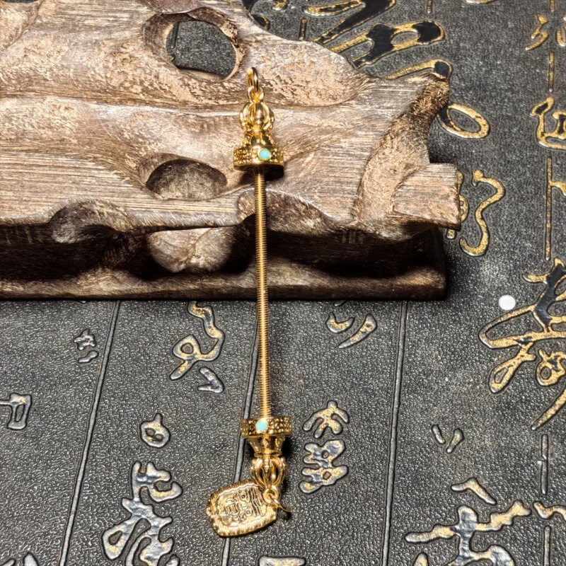 Detachable Xizang-Style Copper Vajra Screw Thread Rod Connector with Agate Bead Round Bead Dzi Bead Pendant Base Detachable Xizang-Style Copper Vajra Screw Thread Rod Connector with Agate Bead Round Bead Dzi Bead Pendant Base