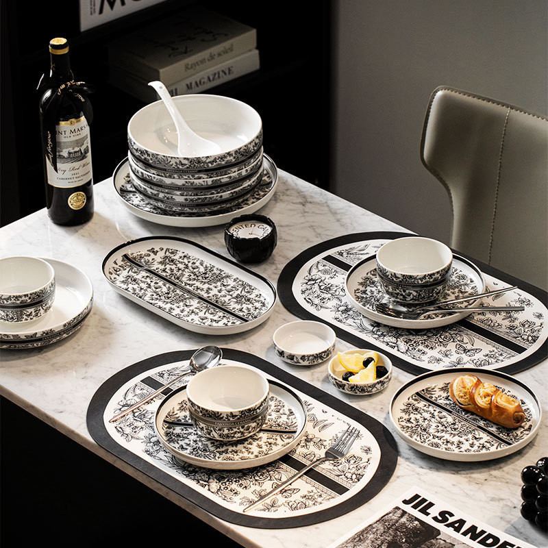 Antique Light Luxury Ceramic Dishes Tableware suit Advanced Sense Housewarming Gift Household Dishes Bowl Chopsticks Combination Wholesale