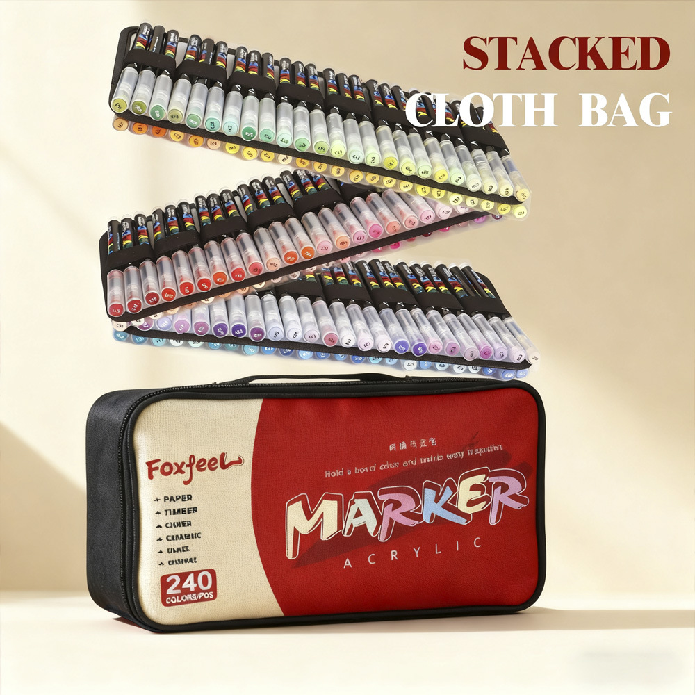 Bolsa de tela marcador bolígrafo conjunto de dibujo de estudiantes papelería caja de regalo de color grande bolígrafo de vinilo dibujado a mano bolígrafo didiy