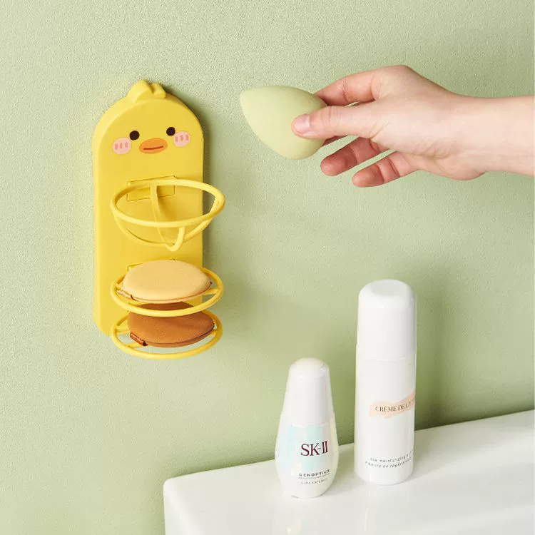 Бытовое настенное забавное хранилище для хранения косметики, бесшовное неперфорированное маленькое желтое утиное милое креативное баскетбольное тестовое яйцо для макияжа