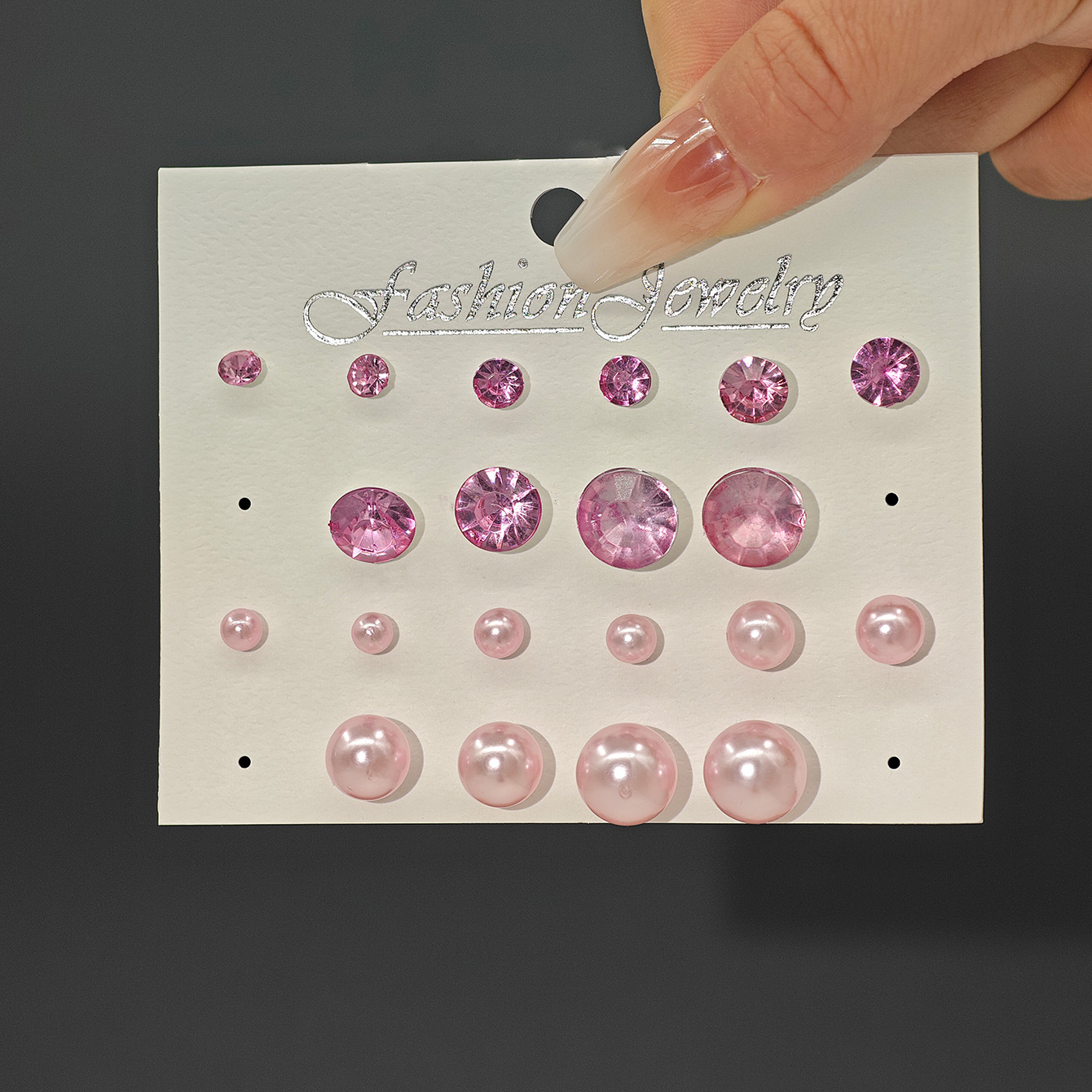 Juego de aretes de perlas de zirconio multicolor – simple, versátil, nuevo producto transfronterizo