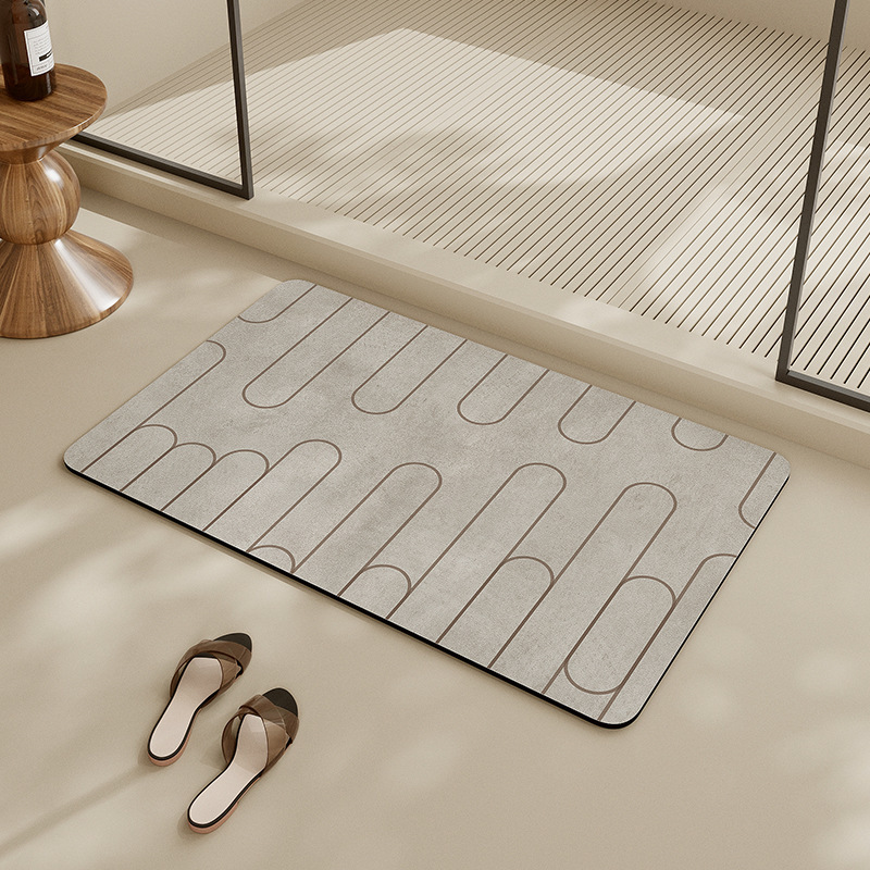 Log Wind Bathroom Absorbent Floor Mat Quick-drying Upholstered Mat Wipe-free Foot Mat Toilet Door Mat for Toilet